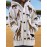 Women's Oversized Long Hooded Sweater with African Wildlife Print (Giraffe//Wildebeest) - Button-Front Hood, Warm Winter Coat for Christmas, Halloween Costumes & Safari Parties - Machine Washable Loose Fit Jacket