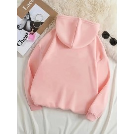 Women's Pink Oversized Hoodie with Pickle Print & Cucumber Dill Pickles Lettering - Cute Casual Sweatshirt, Kangaroo Pocket, Drawstring Hood, All-Season Loose Fit (Machine Washable) - Pickles-Themed Outfit