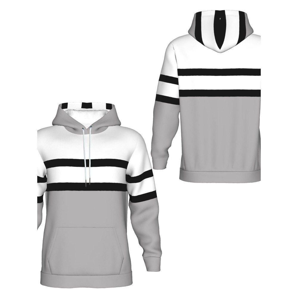 Men's 3D Illusion Hoodie with Spooky Black & White Striped Sleeves & Grey Front - Full-Zip Hooded Sweater, Long Pocket Streetwear for Halloween Costumes & Casual Wear, Machine Washable Optical Illusion Jacket