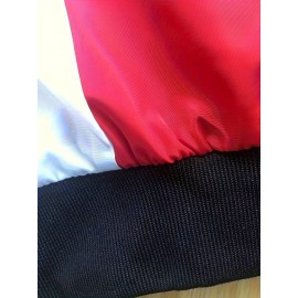 Men'S Color Block Hooded Trench Coat with Red/ Contrast Sleeves & Body - Casual Modern Jacket, Geometric Pattern, Regular Fit, Adjustable Hood & Zipper Closure, Versatile Outerwear for Teens & Young Adults, All-Season Durable Coat