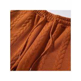 Men Casual Fashion Solid High Neck Knit Long Sleeved Warm Set Stand Collar Tops