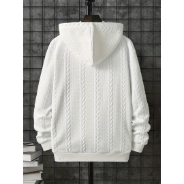 Men's Brown Hooded Jacket - Casual Zip-Up Winter Coat with Pockets, All-Season Polyester Outerwear, Golden-Tone Corduroy-Like Pocket Accent & Hooded Collar, Hand Wash/Dry Clean - Versatile for Smart-Casual & Formal Wear