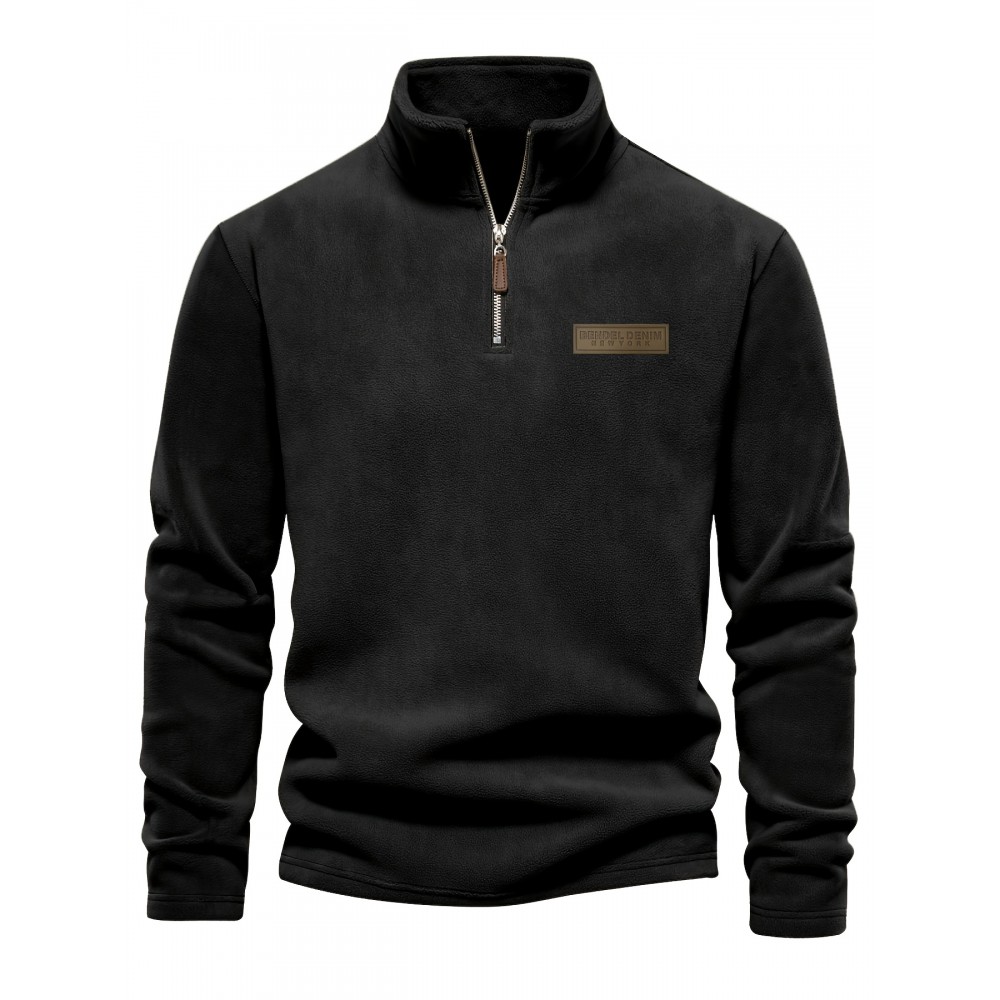 New Half-Zip Men's Top, Stand Collar Half-Zip Long Sleeve Pullover