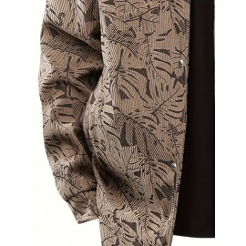 [Tropical Corduroy Jacket] Corduroy Men's Casual Jacket with Tropical Leaf Pattern | Multi-Pocket, Button-Up, All-Season Wear, Everyday Outerwear