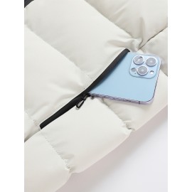 Men's Casual Sleeveless Stand Collar Vest, Thickened Warm Sweater, Autumn Winter Solid Color Zip-up Jacket, Coldproof Outdoor Top, Graphene Warmth, Fashion Webbing, Suitable for Daily Activities, Holiday Gift