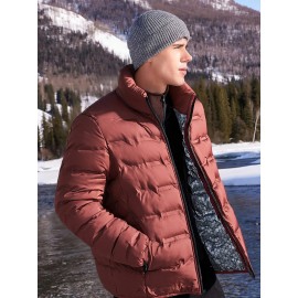 Men'S Stand Collar Thin Jacket | Casual Style, Regular Fit, Filler, Pocket Details, Autumn-Winter Trendy Short Coat