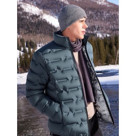 Men'S Stand Collar Thin Jacket | Casual Style, Regular Fit, Filler, Pocket Details, Autumn-Winter Trendy Short Coat