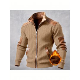 Men'S Jacquard Coat for Fall And Winter, Ideal for Relaxed Outdoor Use, Cardigan Style