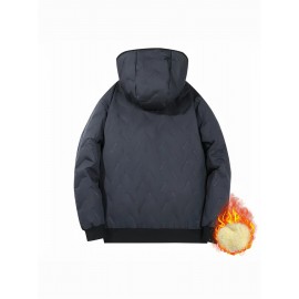 1pc - Men'S Hooded Long-Sleeve Jacket for Autumn/Winter, Featuring a Plush Lining, Ideal for Casual Wear with Pockets, Perfect for Outdoor Activities, Daily Commuting, Running, Fitness, Travel, Hiking, Work Attire, And As Gifts