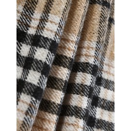 Autumn-Winter Men's Fashion Flannel Shirt with Turn- Collar and Button Plaid Shirt Jacket, Long Sleeve Warm with Pockets, Suitable for Casual Outings