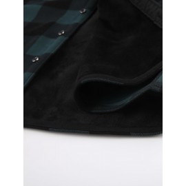 Trendy Men's Plaid Hooded Jacket - Thick Warm, Windproof & Cold-Resistant, Slim Fit, Vintage Style, Black & Red Geometric Pattern, Single-Breasted Button Front, Long Sleeve, Casual & Versatile for Winter Outings, Casual Winter Wear