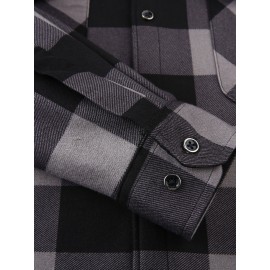 Trendy Men's Plaid Hooded Jacket - Thick Warm, Windproof & Cold-Resistant, Slim Fit, Vintage Style, Black & Red Geometric Pattern, Single-Breasted Button Front, Long Sleeve, Casual & Versatile for Winter Outings, Casual Winter Wear