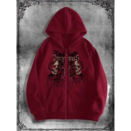 Popular Original Skull Zip-Up Hoodie, a stylish streetwear choice for casual occasions, perfect to pair with trendy outfits