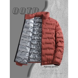 Men'S Stand Collar Thin Jacket | Casual Style, Regular Fit, Filler, Pocket Details, Autumn-Winter Trendy Short Coat