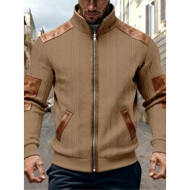 Men'S Jacquard Coat for Fall And Winter, Ideal for Relaxed Outdoor Use, Cardigan Style