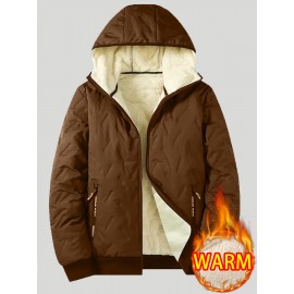 1pc - Men'S Hooded Long-Sleeve Jacket for Autumn/Winter, Featuring a Plush Lining, Ideal for Casual Wear with Pockets, Perfect for Outdoor Activities, Daily Commuting, Running, Fitness, Travel, Hiking, Work Attire, And As Gifts