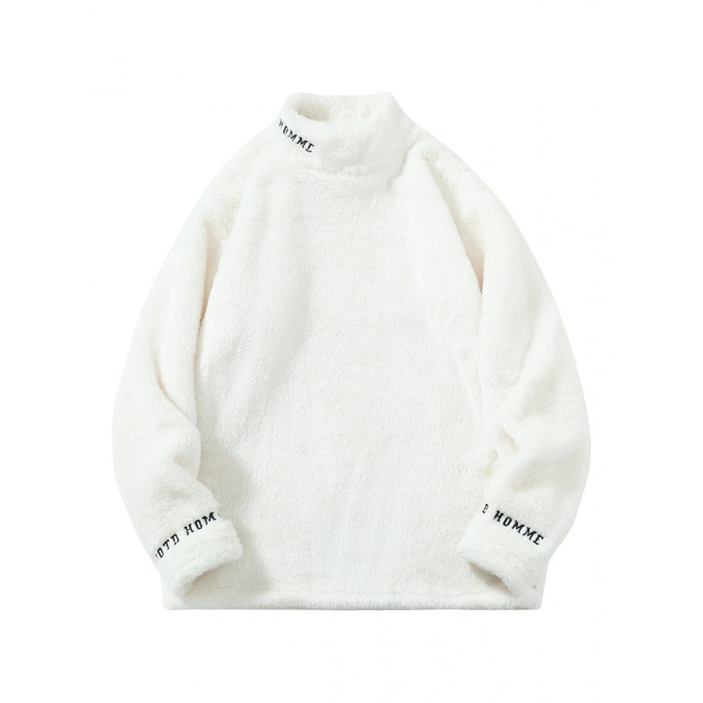 Men's Warm Hoodie Jacket - Loose Fit Stackable Neck Lettering & Embellished Loose-Fit Base Layer Coat Suitable for Spring/Fall - American Brand Casual Outerwear for Cold Weather (Hand Washable)