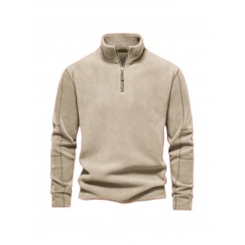 Navy Half-Zip Stand-Collar Top Warm Casual-Style Daily Outfit Comfortable Piece