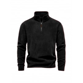 Navy Half-Zip Stand-Collar Top Warm Casual-Style Daily Outfit Comfortable Piece