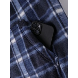 Trendy Hooded Plaid Jacket for Men, Perfect for Autumn And Winter, Made with Fleece And Durable Fabric
