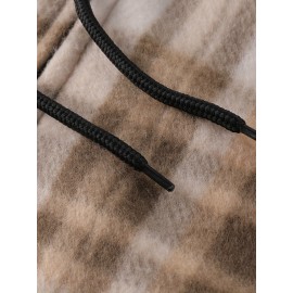 Trendy Hooded Plaid Jacket for Men, Perfect for Autumn And Winter, Made with Fleece And Durable Fabric