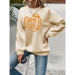 Elegant Women'S Game Day Crew Neck Sweatshirt | 260g, Long Sleeve, Geometric-Pattern, FallWinter Collection, Casual Style, Regular Fit