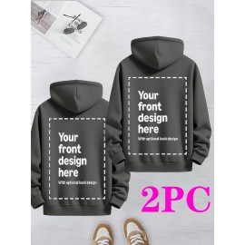 Set of 2 with a Custom Hoodie Featuring a Double-Sided Design - Personalized Style: -Blend Pullover, Long Sleeves, Machine Washable - Ideal for Fall And Winter, Appropriate for Both Casual And Formal Events, Comfortable Slim Fit